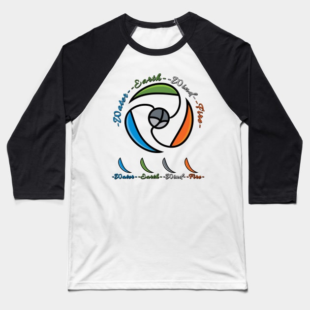 Water Earth Wind Fire Baseball T-Shirt by Fashioned by You, Created by Me A.zed